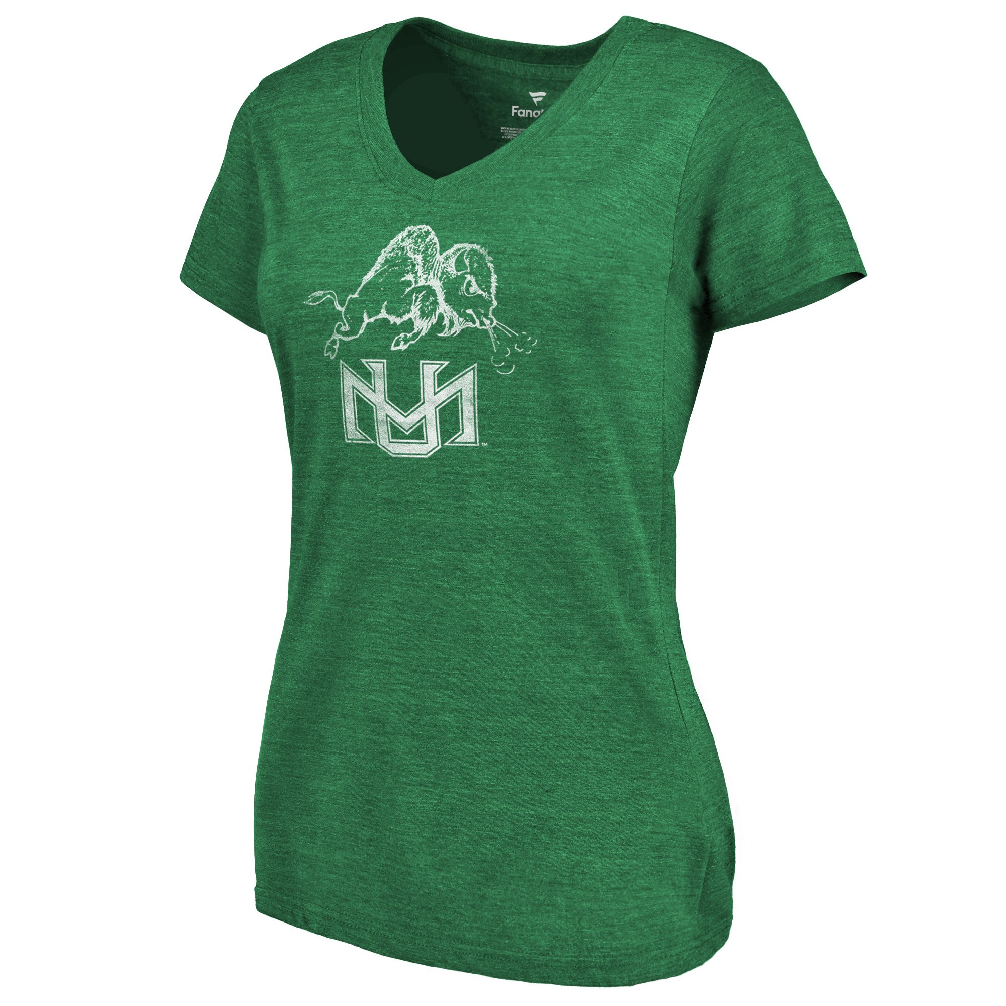 2020 NCAA Fanatics Branded Marshall Thundering Herd Women Green College Vault Primary Logo TriBlend VNeck TShirt